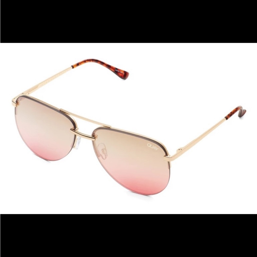 Quay Australia The Playa Sunglasses Mini Gold Brown Pink Flash